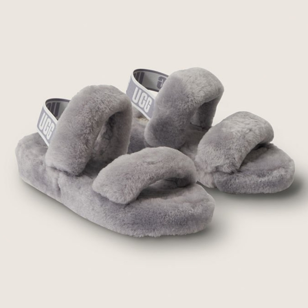 UGG oh yeah slipper slide fluff 10 grey